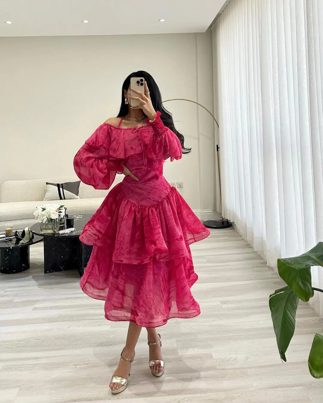 Sapmae Scoop Neckless Ruffle A-line Tea-length Full Sleeve Elegant Prom Formal Evenning Party Dress For Women
Sapmae Scoop Neckless Ruffle A-line Tea-length Full Sleeve Elegant Prom Formal Evenning Party Dress For Women