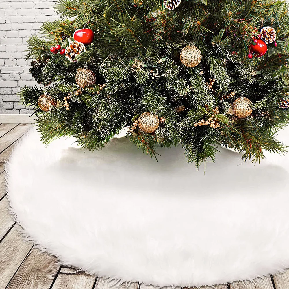 

1 шт. юбка на рождественскую елку, белый ковер, плюшевый ковер из искусственного меха, Рождественский напольный коврик, чехол для дома, украшения для новогодней и рождественской елки