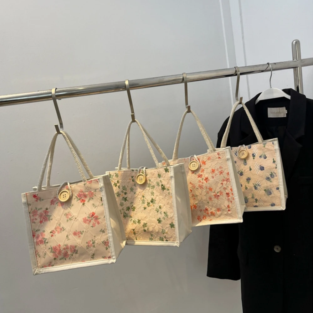 Korean Lace Embroidery Canvas Bag Mini Linen Tote Bag Women Cute Flower Printing Grocery Bag Vintage Button Camping Storage Bag
Korean Lace Embroidery Canvas Bag Mini Linen Tote Bag Women Cute Flower Printing Grocery Bag Vintage Button Camping Storage Bag