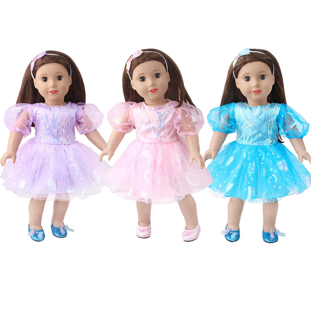 18 Inch Doll Girl Pink Purple Yarn Skirt Dress Doll Baby Clothes Bow Hairband Dress Baby Toy Accessories For 43Cm Boy Doll Gifts 
18 Inch Doll Girl Pink Purple Yarn Skirt Dress Doll Baby Clothes Bow Hairband Dress Baby Toy Accessories For 43Cm Boy Doll Gifts