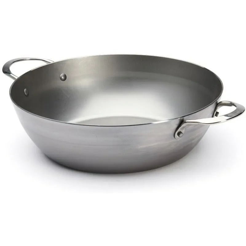 

De Buyer MINERAL B Carbon Steel Country Fry Pan with Two Handles - 12.5” - Ideal for Sauteing, Simmering, Deep Frying