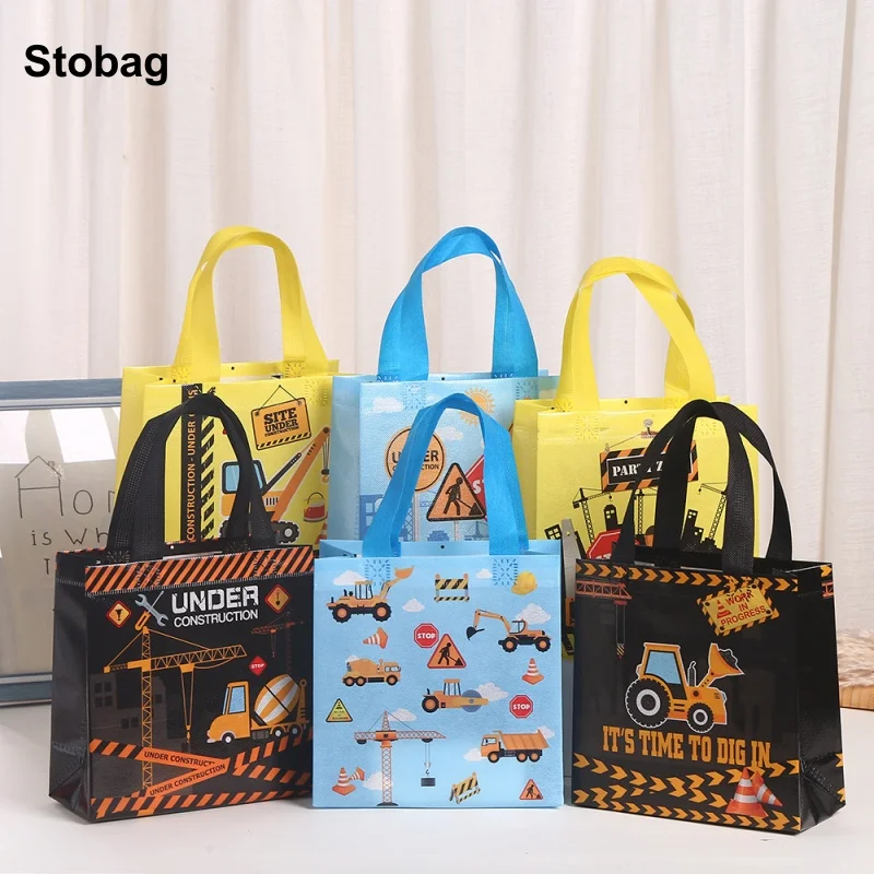 

StoBag 12pcs Cartoon Non-woven Tote Bags Fabric Gift Package Kids Child Waterproof Storage Reusable Pouch Party Favors Holiday