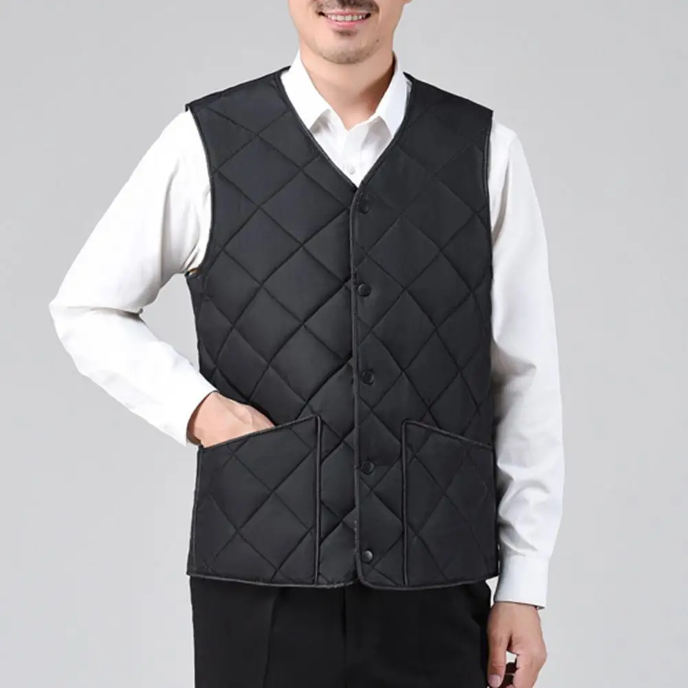 Winter Men Vest Men Vest Men's Winter Down Padding Vest with Button Closure V-neck Cold-proof Sleeveless Jacket with Pockets
Winter Men Vest Men Vest Men's Winter Down Padding Vest with Button Closure V-neck Cold-proof Sleeveless Jacket with Pockets