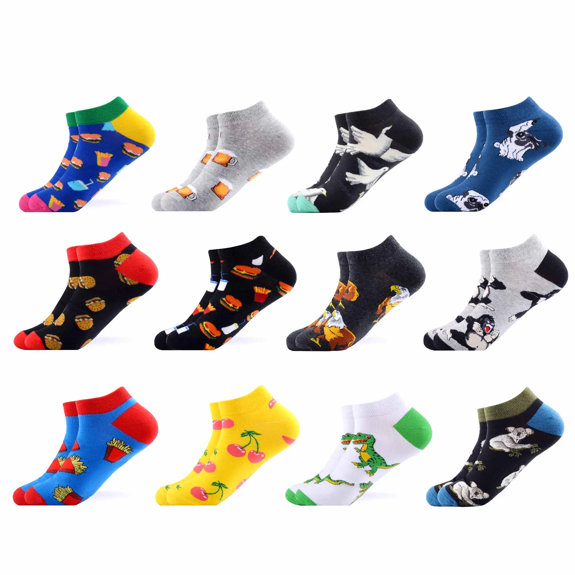 

Men's Dress Cool Colorful Fancy Novelty Funny Casual Combed Cotton Ankle Socks Pack