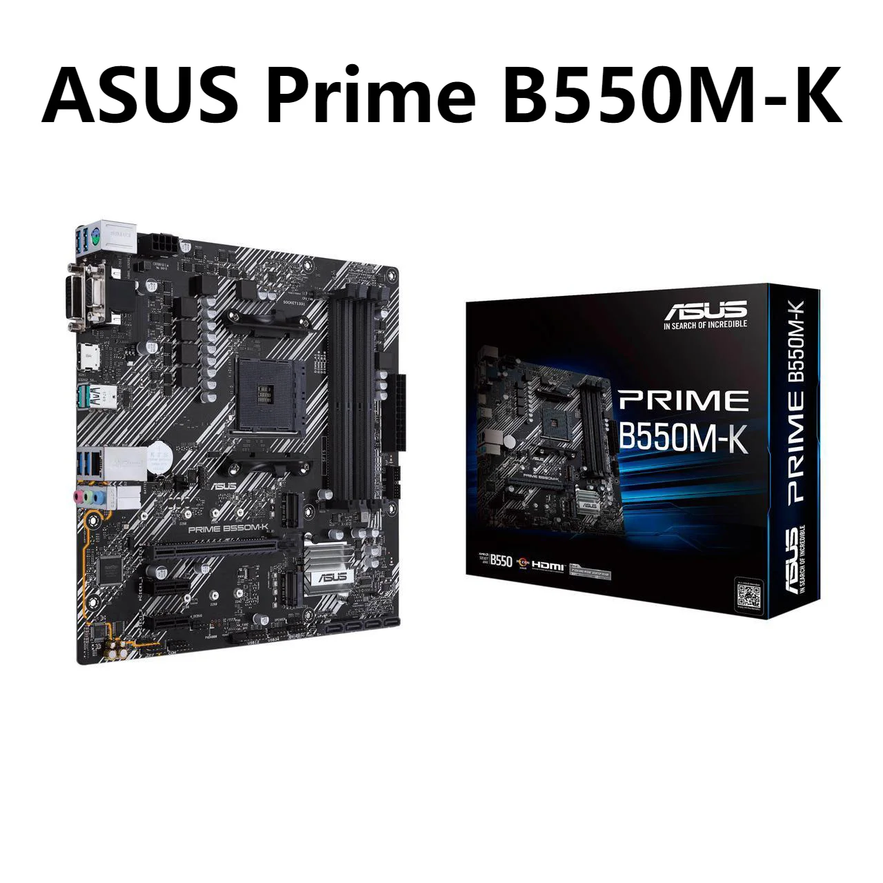 

ASUS PRIME B550M-K Motherboard AM4 AMD B550 Zen 3 Ryzen 5000/3rd Gen CPUs SATA 6Gb/s USB 3.0 HDMI Micro ATX PCIe 4.0 Dual M.2