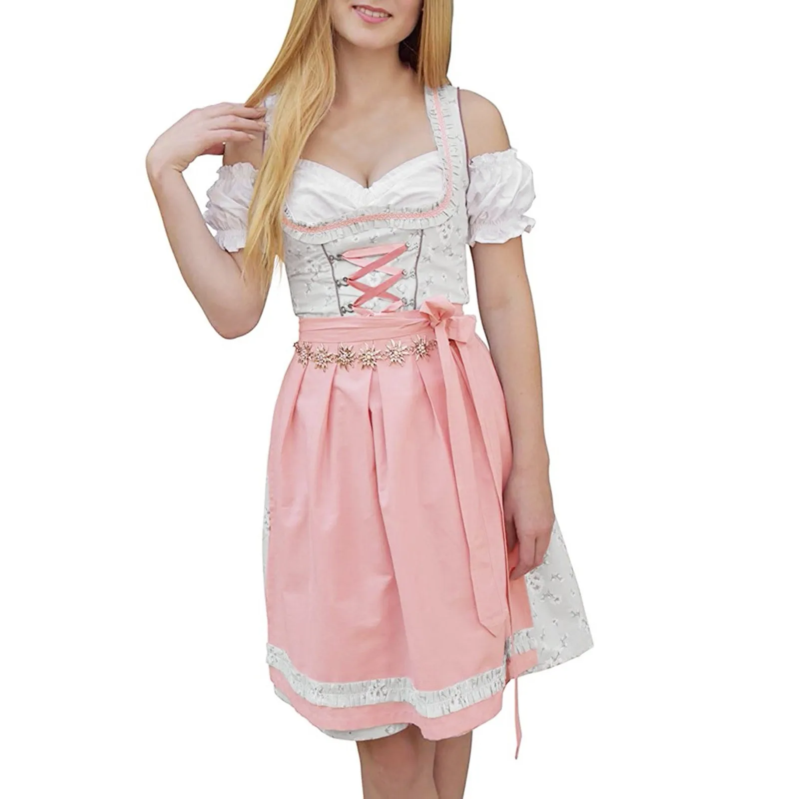 Festival Oktoberfest Costumes Dress Women Sexy Lace-Up Bavarian Beer Pleated Dress With Apron Blouse Dirndl Cosplay Clothes Set
Festival Oktoberfest Costumes Dress Women Sexy Lace-Up Bavarian Beer Pleated Dress With Apron Blouse Dirndl Cosplay Clothes Set