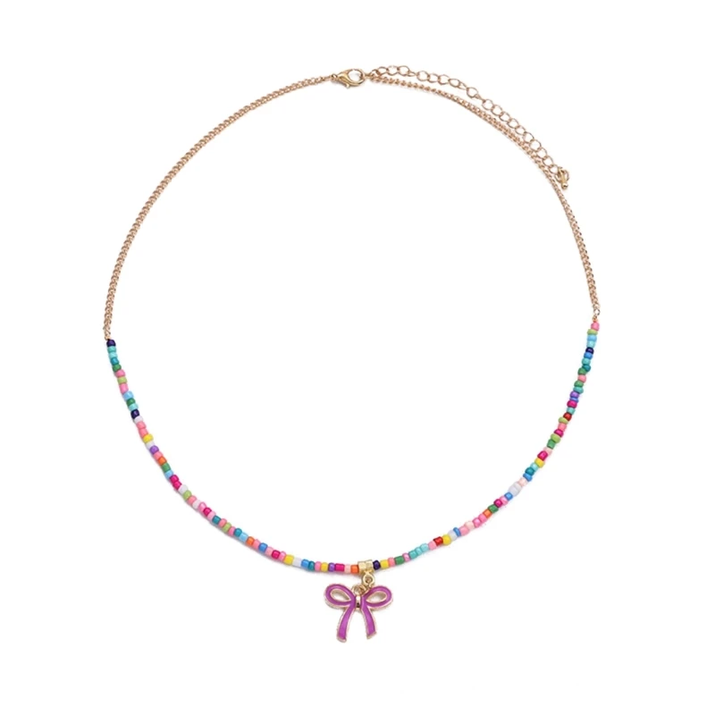 Bohemian Bowknot Pendant Necklace Choker Elegant Clavicle Chain Beaded Necklace K3ND
Bohemian Bowknot Pendant Necklace Choker Elegant Clavicle Chain Beaded Necklace K3ND
