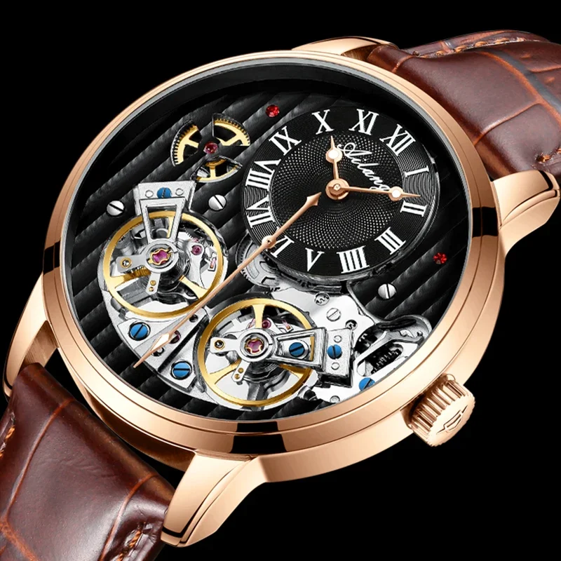

Часы мужские механические с автоподзаводом, роскошные брендовые дорогие швейцарские часы с двойным турбийоном, качество AAA