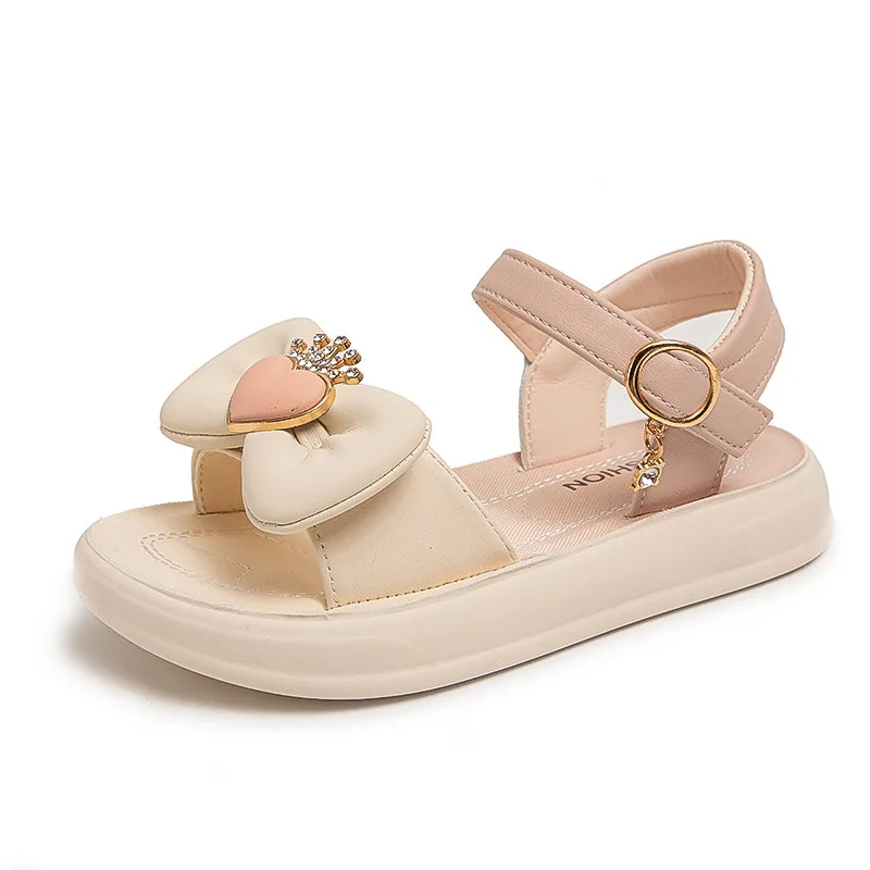 

Children's Princess Sandals Cute rhinestones 2024 Summer Girl Open Toe Sandal Love Ladies Girls' Soft Soles Diamond casual Shoes