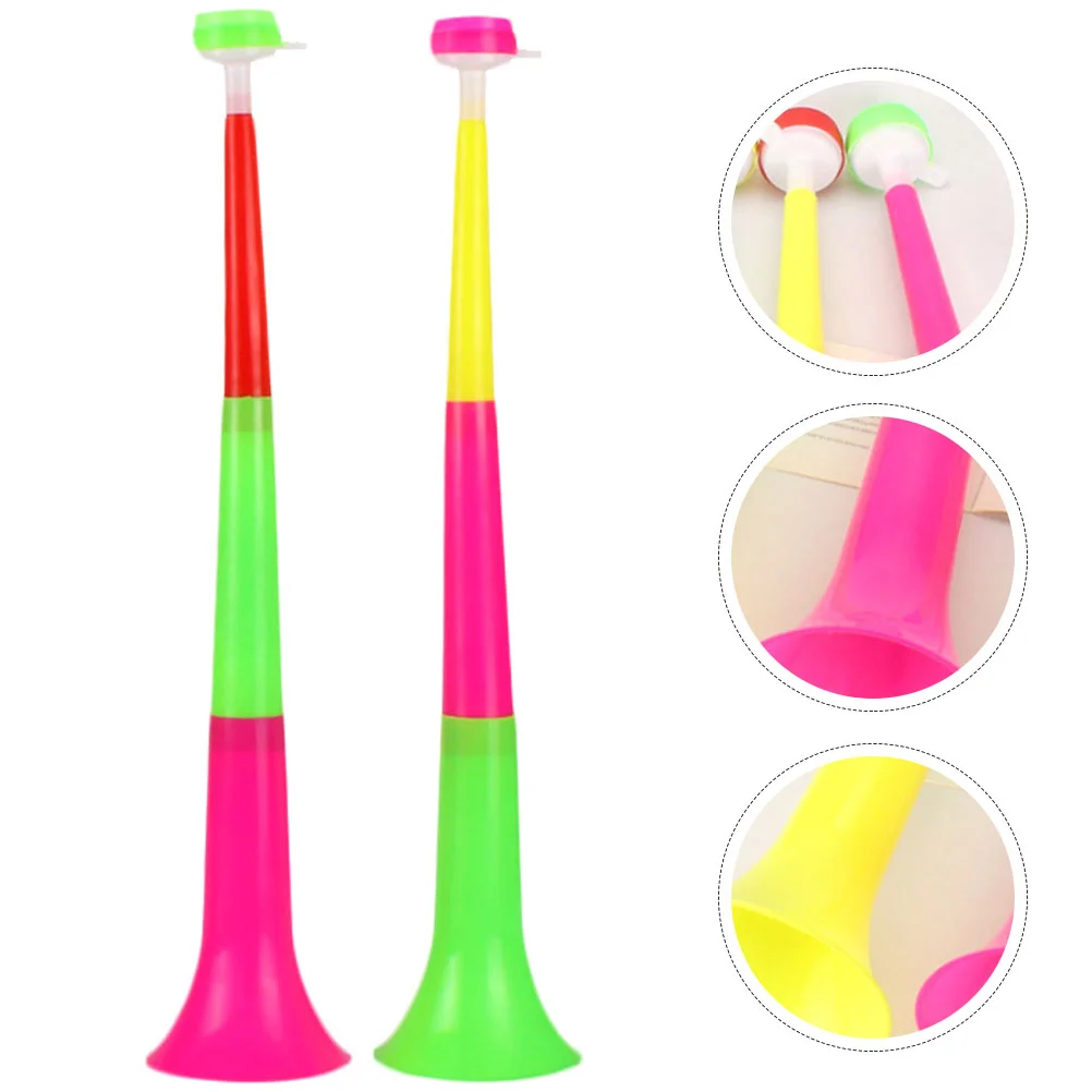 

2 Pcs Ball Game Cheering Props Halloween Party Soccer Horn Playthings Toy Telescopic Concert Accessory Trumpet Plastic
