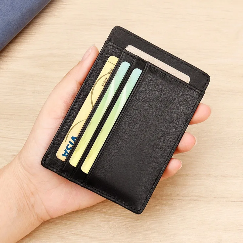 

100% Genuine Leather Credit Card Holder Men Women ID Card Holder Oil Wax Leather Card Case Mini Money Bag Purse Small Cardholder