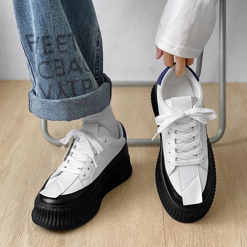 Men's Platform Shoes Designer Brand Skateboard Shoes 2023 New Round Toe Lace-Up Vulcanized Shoes Casual Platform Sneakers
Men's Platform Shoes Designer Brand Skateboard Shoes 2023 New Round Toe Lace-Up Vulcanized Shoes Casual Platform Sneakers