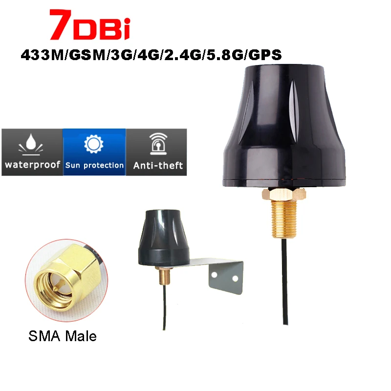 

2.4G 5.8G WIFI 4G 433MHz GPS BD GSM GPRS Outdoor Waterproof DTU Cabinet Antenna With Bracket SMA Male Connector High Gain 28DBI