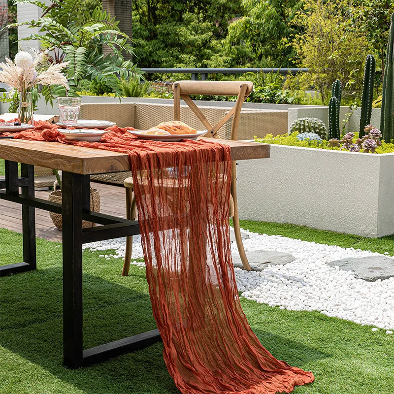 Semi-Sheer Rust Gauze Wedding Table Runner Cheesecloth Table Setting Dining Vintage Party Christmas Banquets Arches Cake Decor
Semi-Sheer Rust Gauze Wedding Table Runner Cheesecloth Table Setting Dining Vintage Party Christmas Banquets Arches Cake Decor