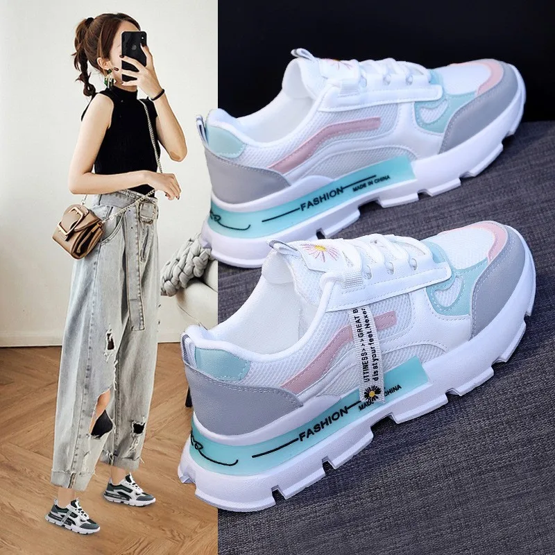 

Women Sneakers 35-40 Zapatillas Mujer New Fashion Casual Sports Shoes Women Lace-up Mesh Breathable Women's Running Shoes 5225