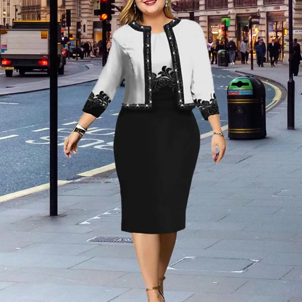 Elegant Dress Coat Suit Round Neck Dress Lady Summer Spring Outfit Sheath Color Matching Banquet Coat Dress Set Dress-up
Elegant Dress Coat Suit Round Neck Dress Lady Summer Spring Outfit Sheath Color Matching Banquet Coat Dress Set Dress-up