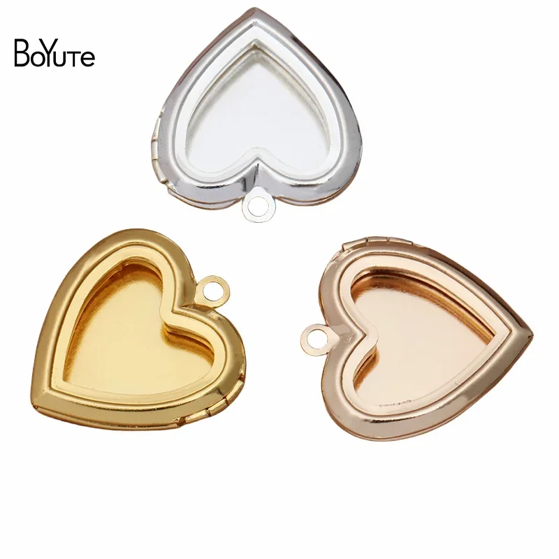 

BoYuTe (10 Pieces/Lot) 20MM Metal Brass Hollow Out Heart Locket Photo Locket Charms Pendant Diy