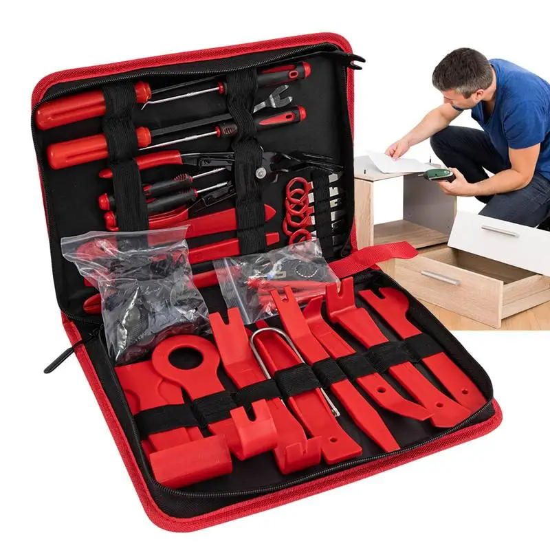 

Car Audio Trim Tools 102pcs Trim Removal Door Panel Remover Kit Pry Puller Car Upholstery Repair Radio Auto Clip Pliers For DVD