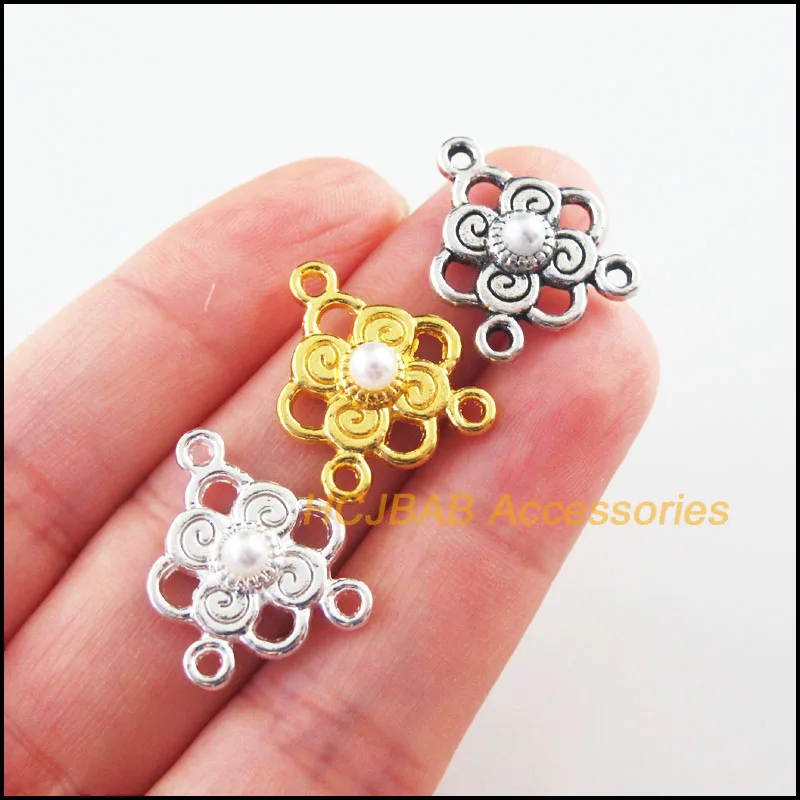 15Pcs Gold Tibetan Silver Plated Flower White Acrylic Beads Charms Connectors 17x20mm
15Pcs Gold Tibetan Silver Plated Flower White Acrylic Beads Charms Connectors 17x20mm