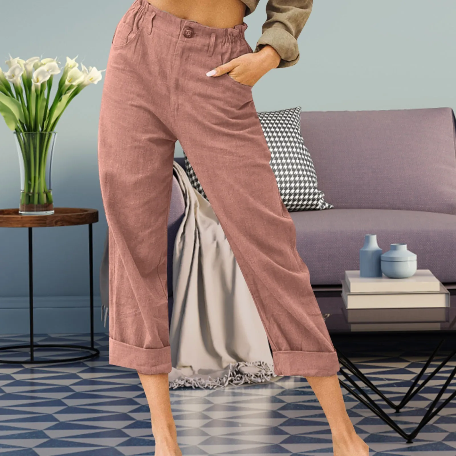 Women's Pants Casual Solid Color Versatile Elastic Cotton Breathable Waist Linen Drawstring Pants Plus Size Yoga Pants for Women
Women's Pants Casual Solid Color Versatile Elastic Cotton Breathable Waist Linen Drawstring Pants Plus Size Yoga Pants for Women