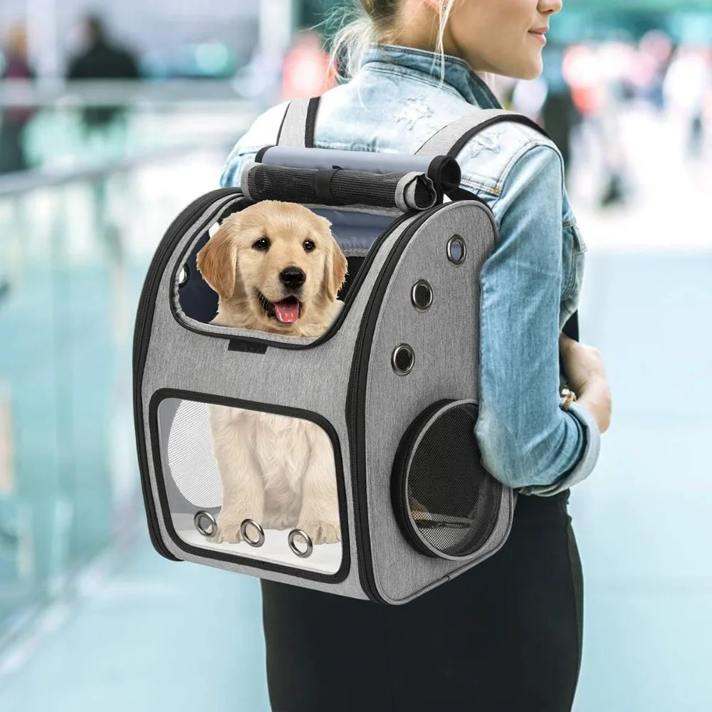 

Expandable Pet Carrier Backpack for Cats, Dogs and Small Animals, Portable Pet Travel Carrier, Super Ventilated Design
