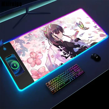 Mairuige RGB 무선 충전 마우스 패드, Kanao Tsuyuri 마우스 패드, 속도 키보드, 게임 설정 카펫, 사무실 책상 액세서리