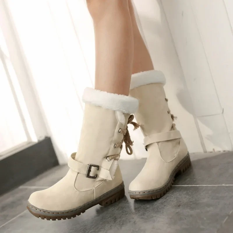 

Plus Size women's Winter Boots Buckle Ankle Boots Women Bota Feminina Warm Snow Boots Female Botas Femininas Size 44 45