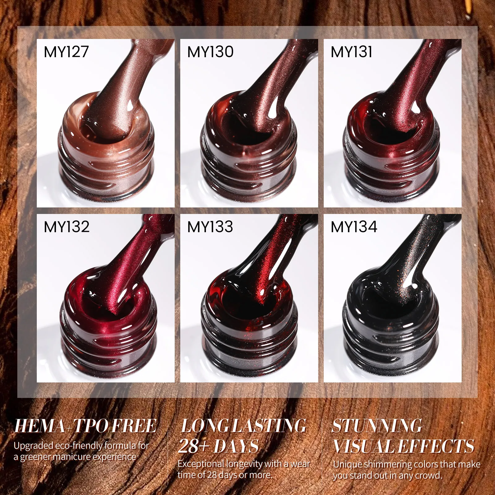 BORN PRETTY 6 Bottle Ebony Rose Glass Bead Cat Magnetic Gel Set Autumn Winter Dark Red Brown Soak Off UV Gel Set Manicure 10 S8e1b594057ac4880ae445151205c1abaA