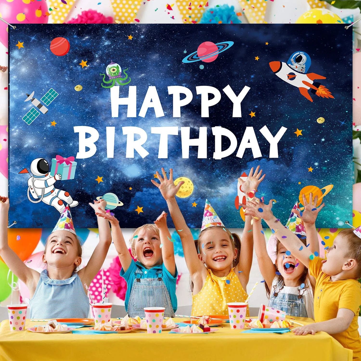 Outer Space Theme Backdrop for Kid Birthday Space Party Planet Birthday Decoration Galaxy Astronaut To The Moon Photo Background
Outer Space Theme Backdrop for Kid Birthday Space Party Planet Birthday Decoration Galaxy Astronaut To The Moon Photo Background