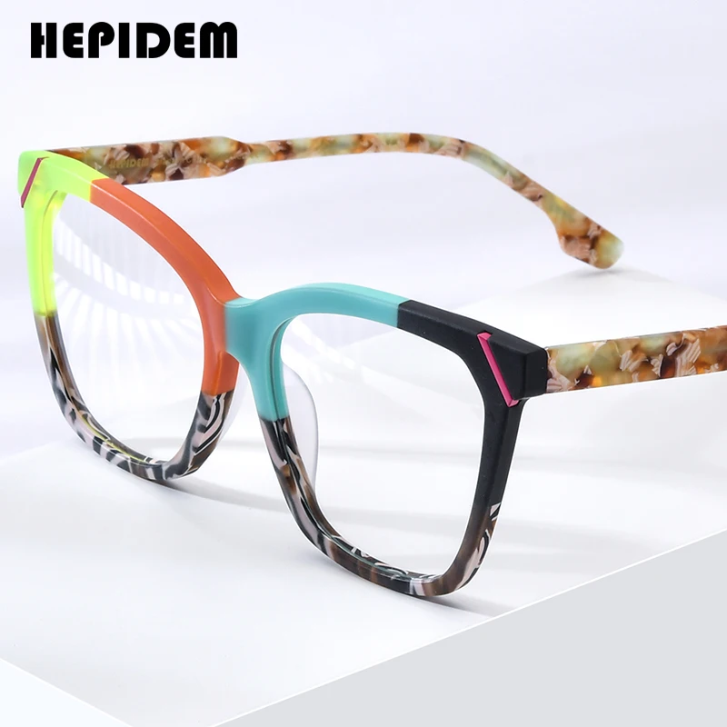 

HEPIDEM Acetate Optical Glasses Frame Women 2024 New Men Fashion Square Eyeglasses Optical Myopia Spectacles Eyewear H9343