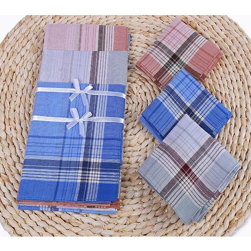 

3pcs Popular Square cotton Handkerchief For Men Gentlemen Fashion stripe Pocket Towel For New Year Wedding Party Christmas Gift