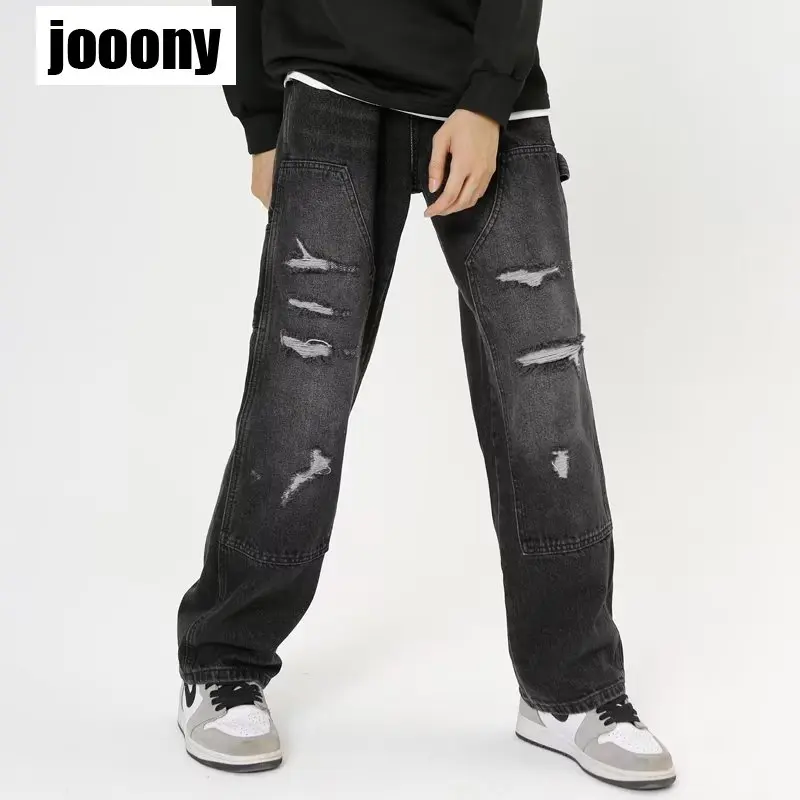 Hiphop Y2K Loose American Vintage Washed Multi Pocket Ripped Jeans Fashion Leisure Straight Wide Leg Pants Streetwear Esthetics
Hiphop Y2K Loose American Vintage Washed Multi Pocket Ripped Jeans Fashion Leisure Straight Wide Leg Pants Streetwear Esthetics