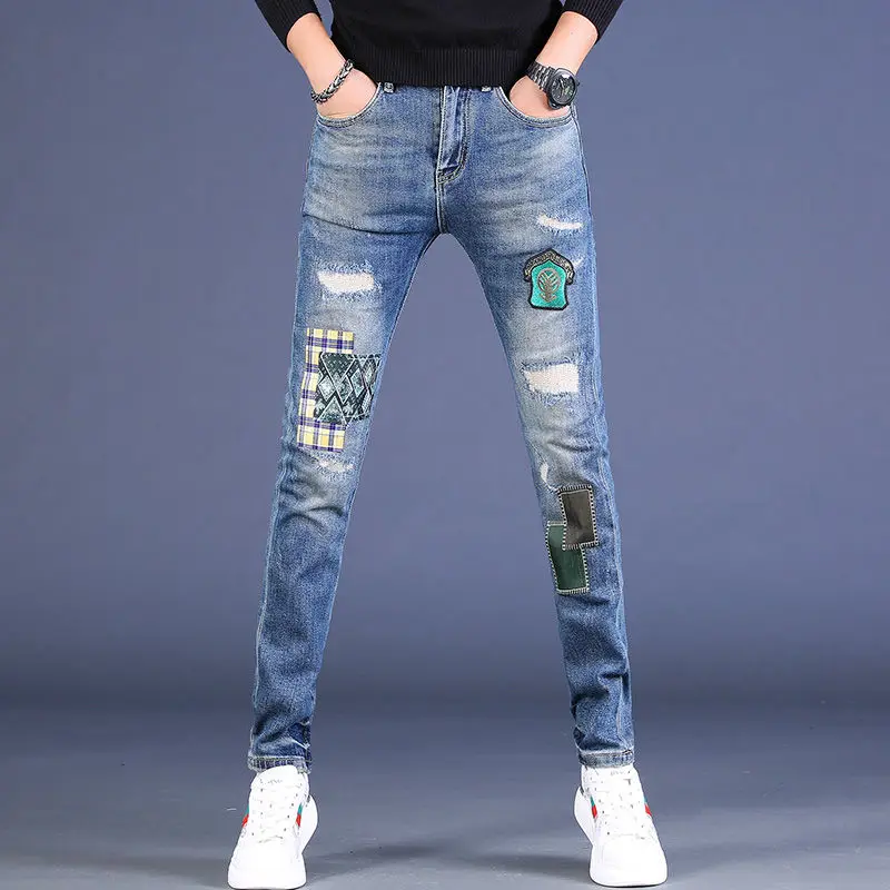 High Quality Men’s Ripped Denim Pants,Classic Embroidery Decors Jeans,Slim-fit Korea Version Casual Jeans,Street Fashion Jeans
High Quality Men’s Ripped Denim Pants,Classic Embroidery Decors Jeans,Slim-fit Korea Version Casual Jeans,Street Fashion Jeans