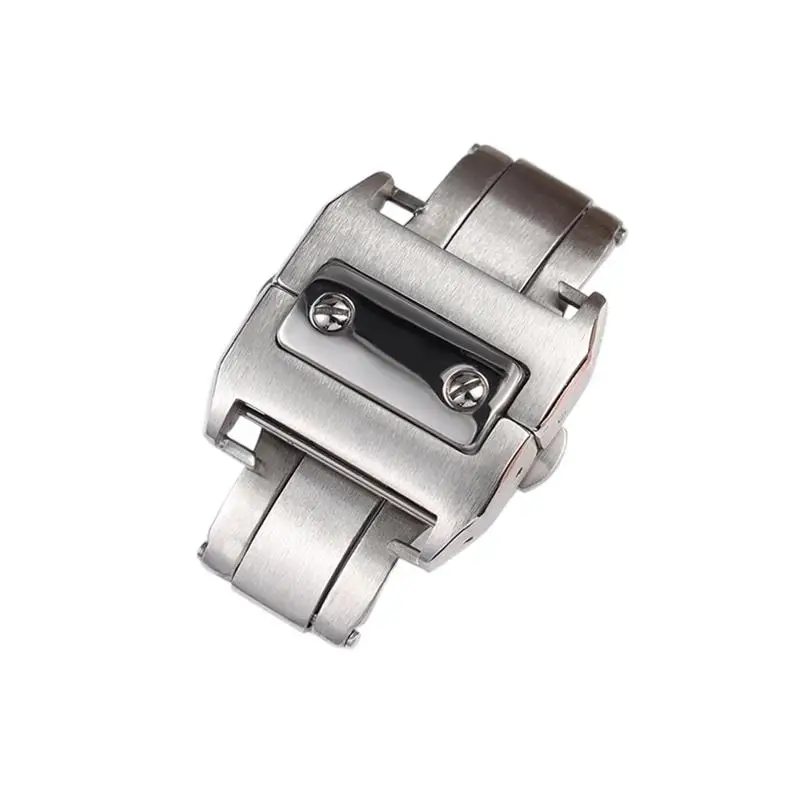 

HAODEE For Cartier Santos 100 Series Watch Buckle 316L Stainless Steel Brushed Butterfly 18/21mm Fold Buckle Clasp
