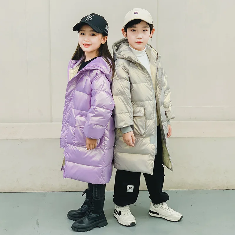 Winter Children's Long Down Jacket Boys Girls Bright Hooded Thick Warm Coats Big Kids Fashion White Duck Down Parkas Outwear
Winter Children's Long Down Jacket Boys Girls Bright Hooded Thick Warm Coats Big Kids Fashion White Duck Down Parkas Outwear