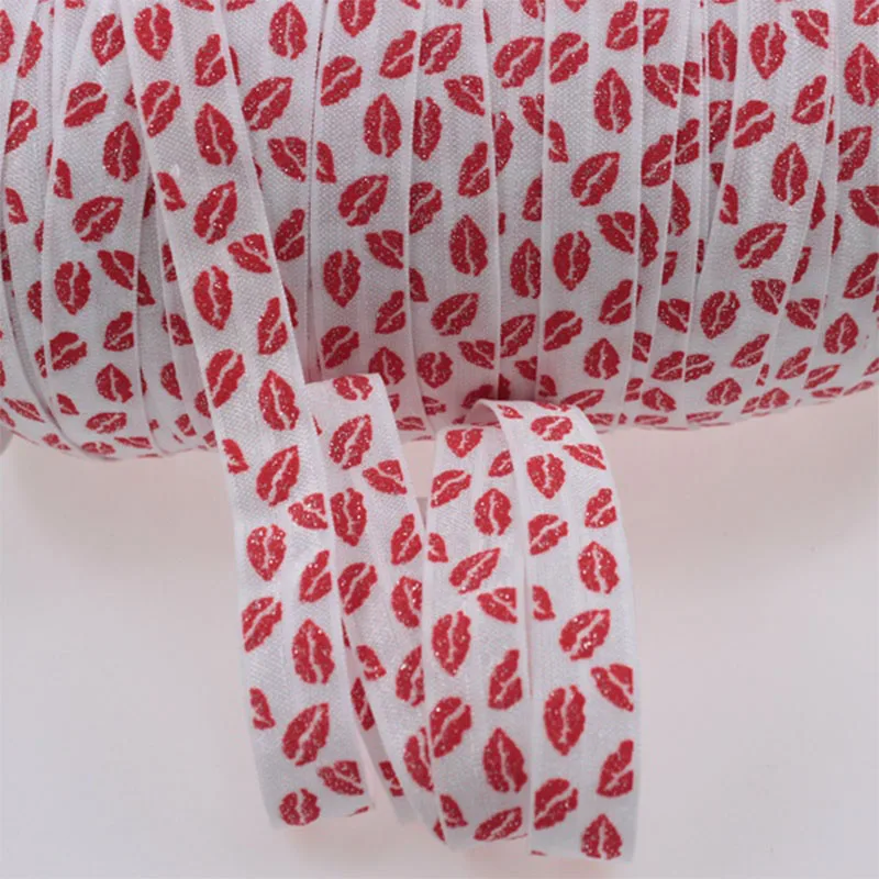 15mm Custom Printing Glitter Lips Printed FOE Fold Over Elastic Ribbon For Valentine Decorations
15mm Custom Printing Glitter Lips Printed FOE Fold Over Elastic Ribbon For Valentine Decorations
