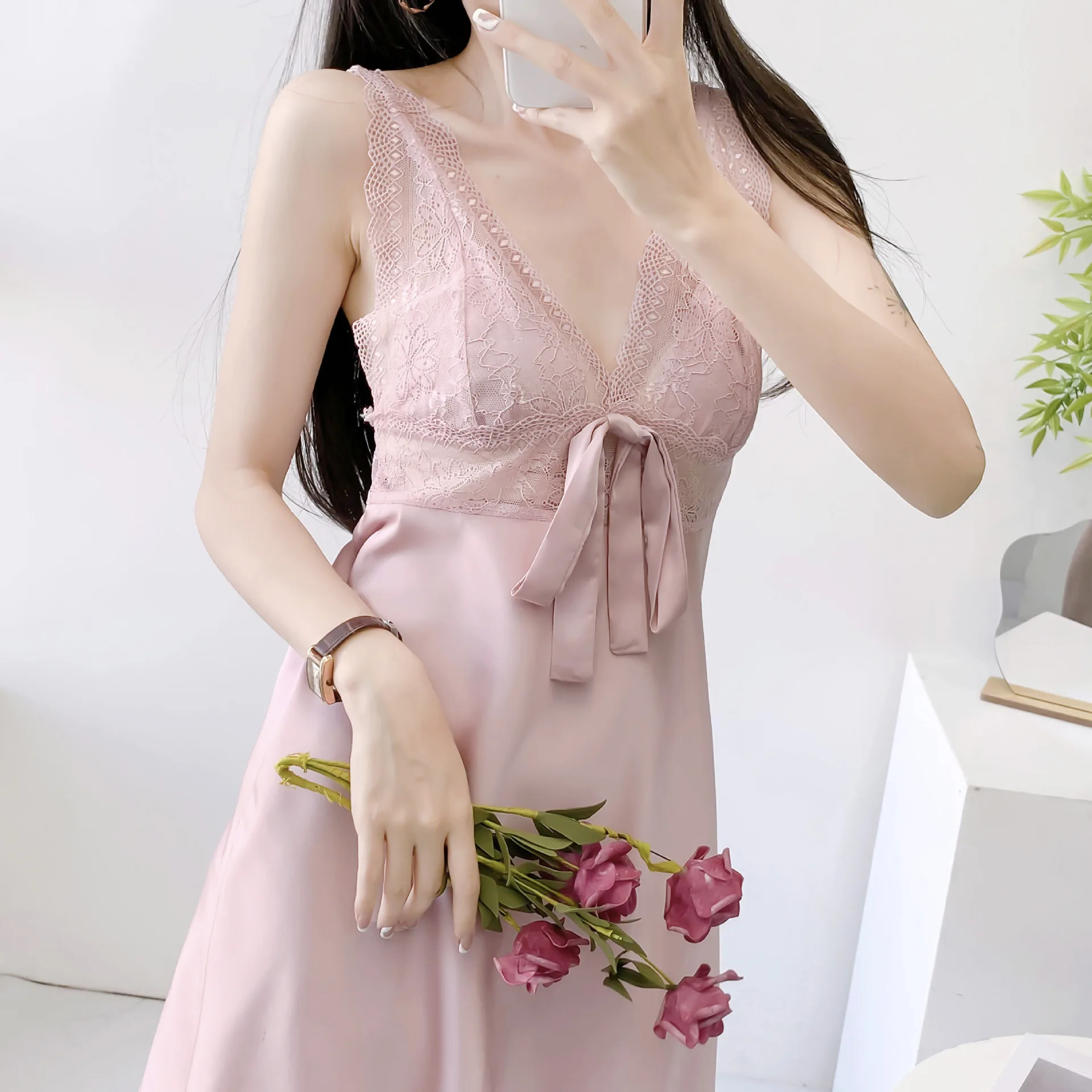 Summer Chemise Sleepwear With Bowknot Sleepdress Women Kimono Dressing Gown V-Neck Satin Nightgown Lingerie Sexy Loungewear
Summer Chemise Sleepwear With Bowknot Sleepdress Women Kimono Dressing Gown V-Neck Satin Nightgown Lingerie Sexy Loungewear