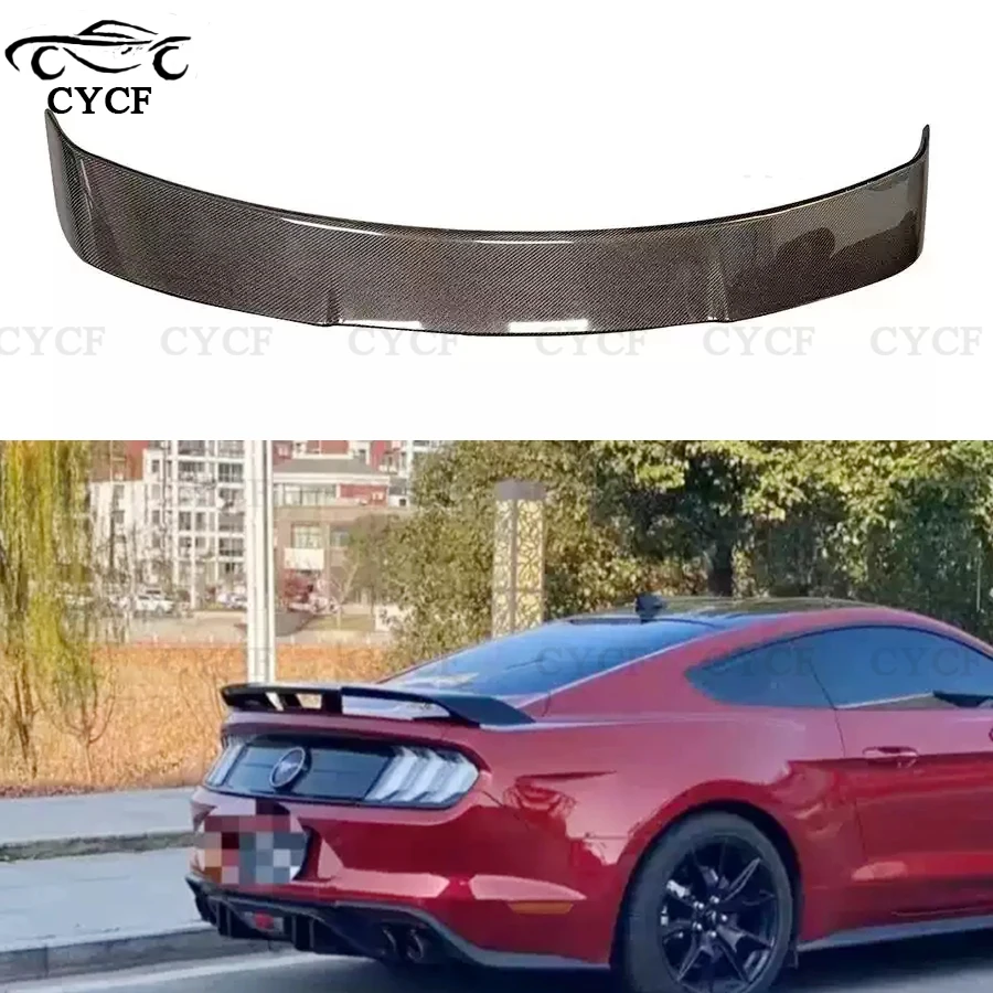 

For Ford Mustang spoiler 2015-2017 High quality Carbon Fiber Rear Roof Spoiler Wing Trunk Lip Boot Cover double-deck Styling