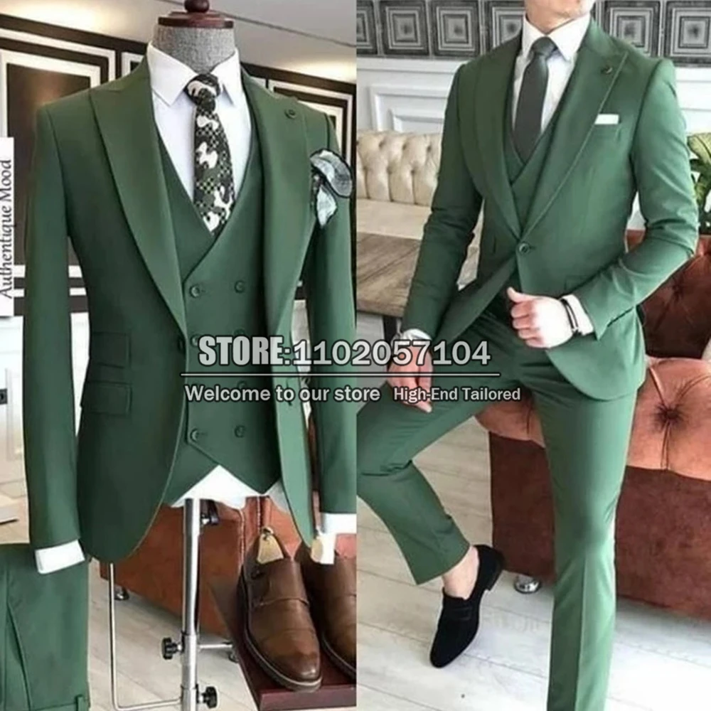Green Man Fashion Suits Slim Fit 3 Pieces Formal Handsome Wedding Tuxedo Jacket+Vest+Pants Smoking Business Blazer Offiice Wear
Green Man Fashion Suits Slim Fit 3 Pieces Formal Handsome Wedding Tuxedo Jacket+Vest+Pants Smoking Business Blazer Offiice Wear