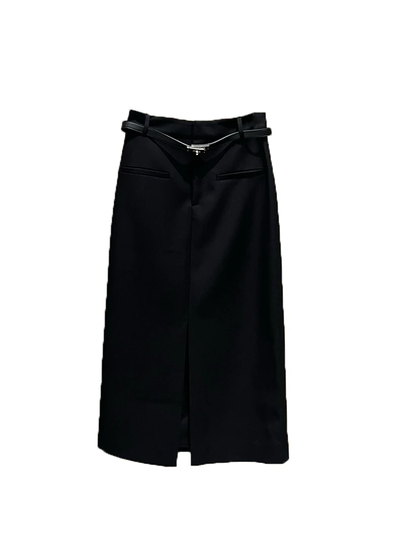 Belt decorated half skirt high-waisted front hem split design casual fashion 2024 summer new 1103
Belt decorated half skirt high-waisted front hem split design casual fashion 2024 summer new 1103