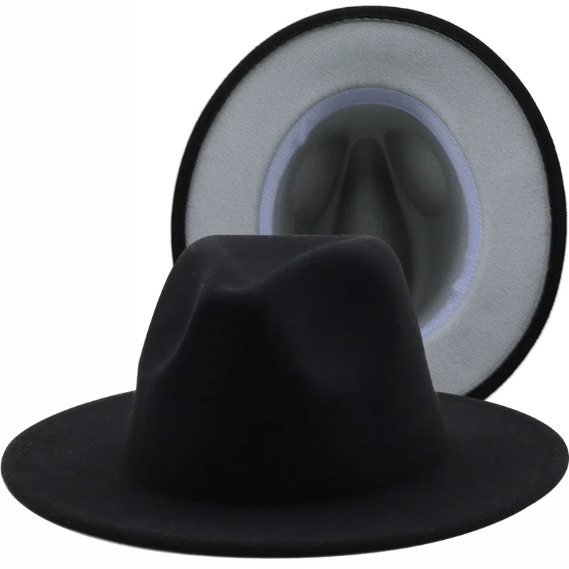 

Gray Fedora Hat Women Wool Felt Vintage Church Ladies Hat Wide Brim Panama Party Cowboy Cap Jazz Gentleman Wedding Hat For Man
