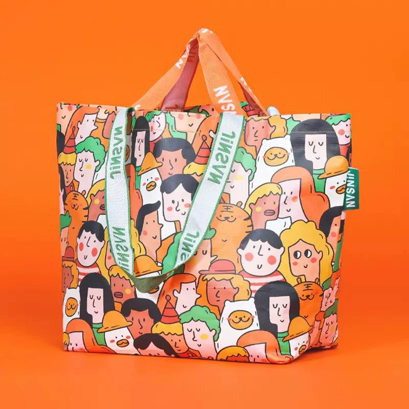 Creative Gift Woven Shopping Bag - Large Waterproof Storage Tote with Colorful Prints 7 S8e2c1ee1f3d24d899026f45e0eb3b7eeU