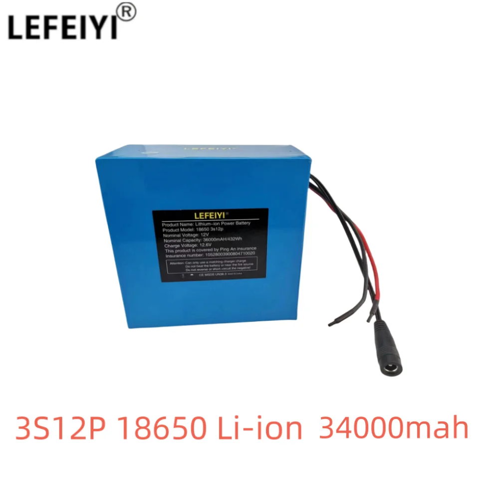 12V 34Ah 3S12P 11.1V 12.6V inverter xenon lamp solar street light sightseeing car lithium battery pack+12V 2A charger
12V 34Ah 3S12P 11.1V 12.6V inverter xenon lamp solar street light sightseeing car lithium battery pack+12V 2A charger