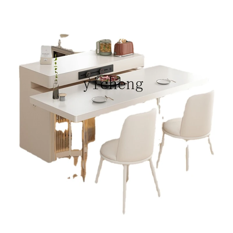 

Zk Light Luxury Detachable Suspension Kitchen Island Dining Table Integrated Stone Plate Sideboard Cabinet
