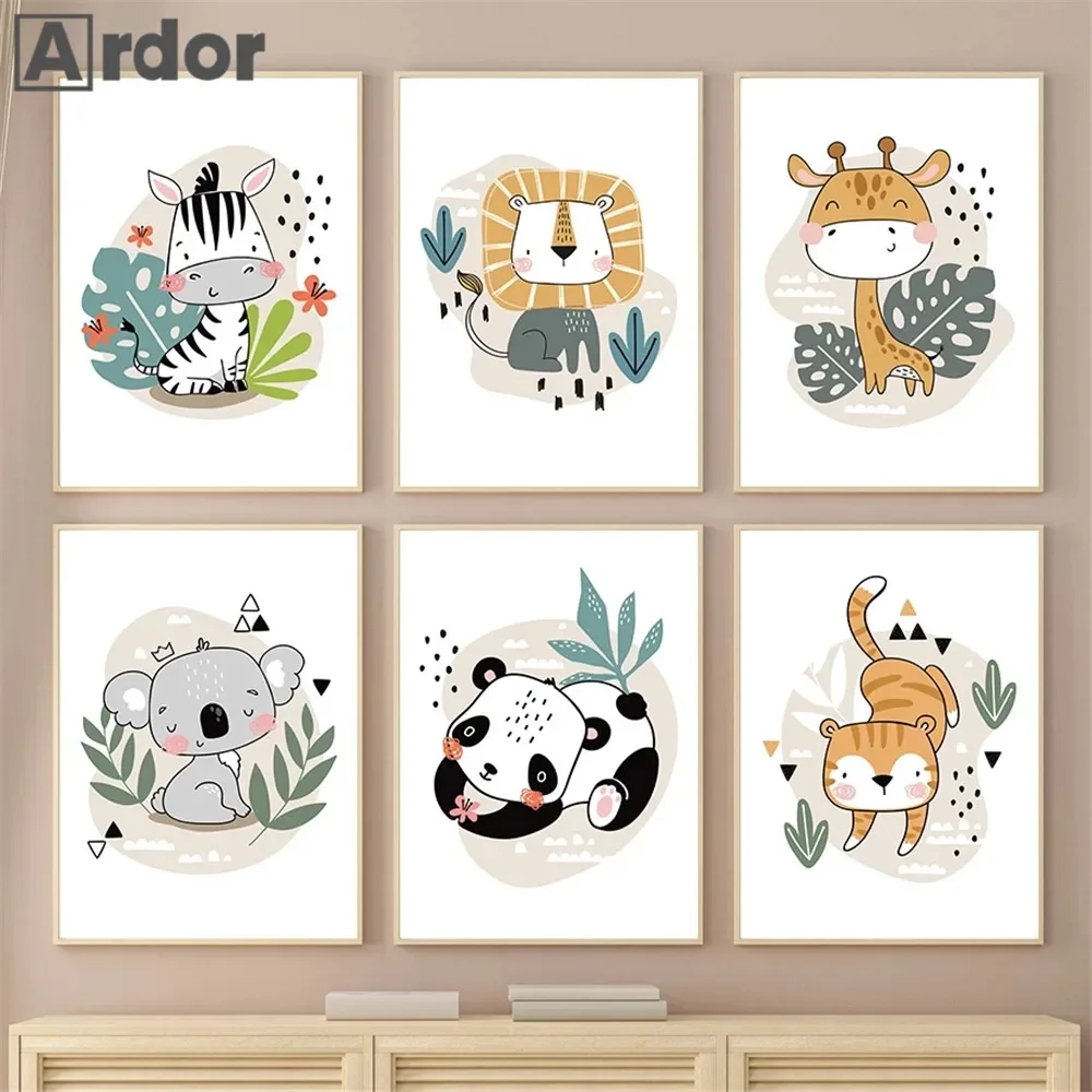Jungle Animals Zebra Giraffe Lion Panda Canvas Painting Nursery Wall Art Print Nordic Poster Wall Pictures Baby Kids Room Decor
Jungle Animals Zebra Giraffe Lion Panda Canvas Painting Nursery Wall Art Print Nordic Poster Wall Pictures Baby Kids Room Decor