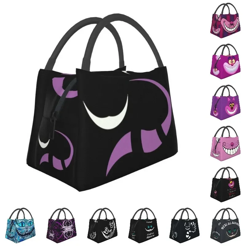 

Термоизолированная сумка для ланча chesh14-cat, Женская многоразовая сумка для ланча с улыбкой для пикника на открытом воздухе, коробка для еды