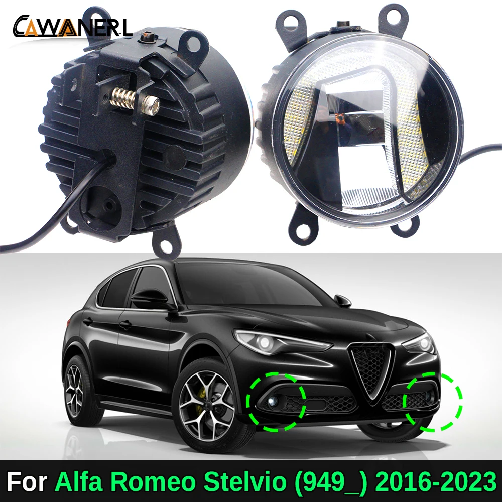 

2IN1 30W Aluminum Car No Error LED Fog Light with Daytime Running Lamp DRL Styling For Alfa Romeo Stelvio (949_) 2016-2023