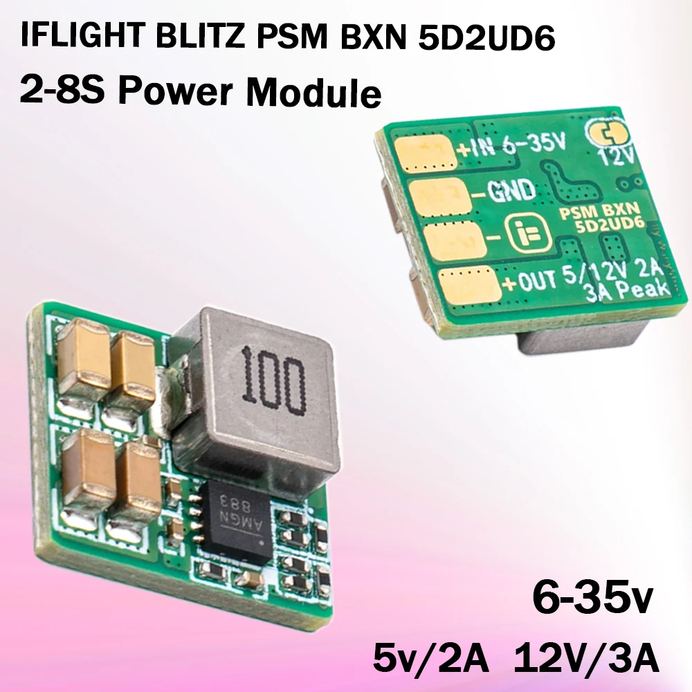 Модуль регулятора напряжения IFlight BLITZ PSM BXN 5D2UD6 5 В/2 а 12 В/3 А, микромодуль 2-8S BEC для игрушек с дистанционным управлением, запчасти для моделей, 1 шт. 
Модуль регулятора напряжения IFlight BLITZ PSM BXN 5D2UD6 5 В/2 а 12 В/3 А, микромодуль 2-8S BEC для игрушек с дистанционным управлением, запчасти для моделей, 1 шт.