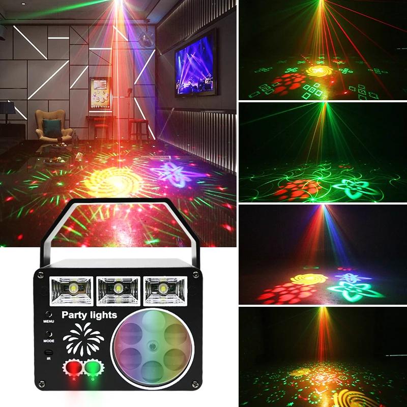 

YSH New 3 in 1 Party Lights DJ Disco Ball Stage Light RGB 48 Patterns Effect Laser Lamp LED Projector Refer To Christmas Wedding