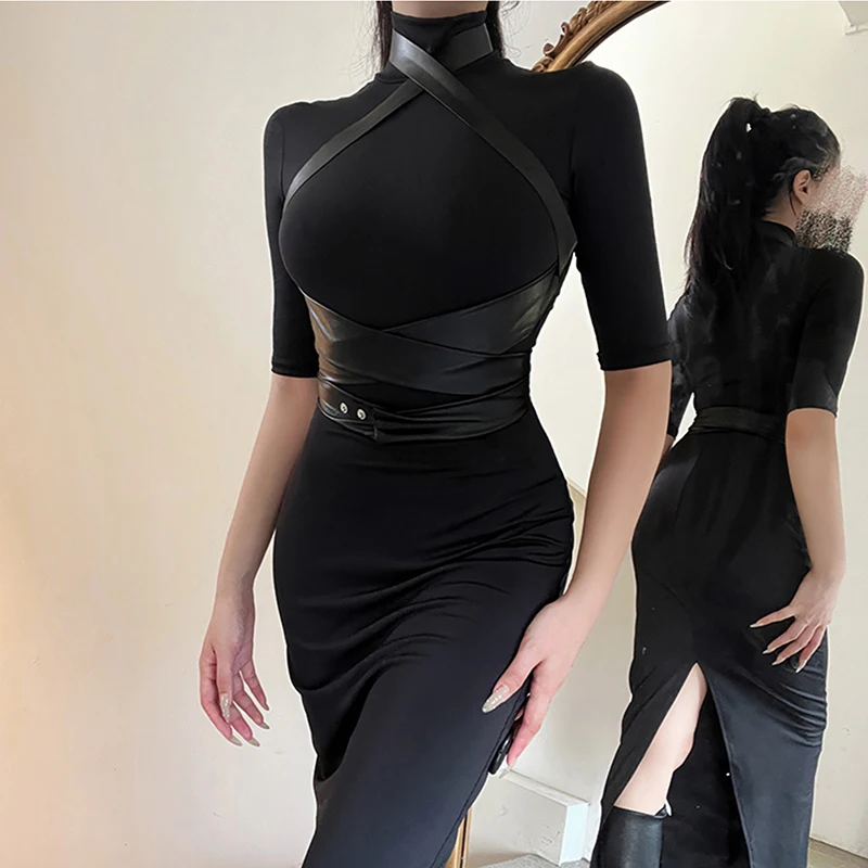 

Sexy spice girl pure royal elder sister The Matrix dress female autumn tight waist hip skirt fitting Sheath 2023 NEW